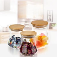 Bocaux en verre borosilicate haute résistance à la chaleur avec couvercle hermétique en bambou pour le stockage des aliments