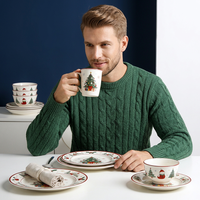 Service de table en céramique personnalisé, nouveau design, vaisselle en porcelaine personnalisée, Noël, XMS, assiettes et bols, cadeau pour restaurant