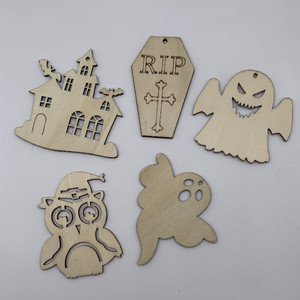 Watercolorful Halloween Artesaní<span class=keywords><strong>a</strong></span> de madera Etiquetas de madera ecológicas Graffiti Grabado Letreros de pared para fiestas navideñas Decoraciones de habitaciones - Product Image 4