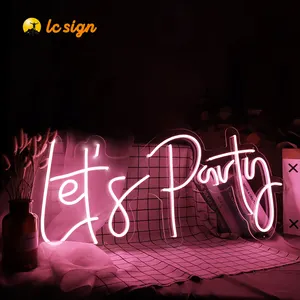 لافتة زينة let's party نيون ثلاثية الأبعاد بحروف ليد نيون مرنة من الإكريليك لافتة زفاف بعلامة إلكترونية