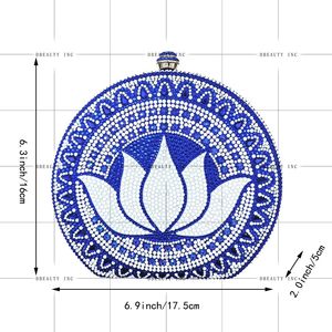 Women's Classic Fashion Crystal Rhinestone Evening <b>Clutch</b> Bag with Floral Pattern and Chain Strap for Party - Product Image 6