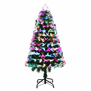 For UL Certified 5FT/160T LED XMAS <b>TREE</b> High Quality 180cm Large Pre-Lit Fiber Optic <b>Light</b> Hinged Metal for Holiday Decorations - Product Image 2
