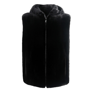 Otoño <span class=keywords><strong>Caballero</strong></span> con capucha negro <span class=keywords><strong>Chaleco</strong></span> <span class=keywords><strong>de</strong></span> piel auténtica Alta Calidad hombres <span class=keywords><strong>elegante</strong></span> <span class=keywords><strong>Chaleco</strong></span> <span class=keywords><strong>de</strong></span> visón - Product Image 1