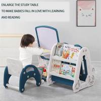 Table d'apprentissage magnétique en plastique pour enfants, 2 en 1, tableau à dessin blanc, avec table et chaise, vente en gros