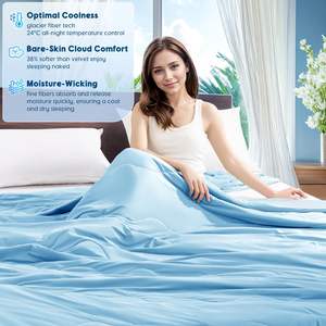 Couettes douces respirantes à double face, effet frais, Q-Max 0.4, technologie de refroidissement, couverture glacée 90 x 90 pouces - Product Image 3