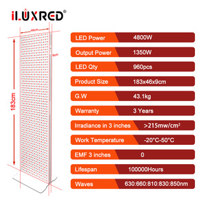 Panneau de luminothérapie LED rouge commercial ILUXRED 4800W 960 LED avec support, <span class=keywords><strong>appareil</strong></span> de luminothérapie infrarouge pour le corps entier - Product Image 2