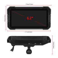 Podofo Écran portable 6,2 pouces pour moto Carplay/Android Auto BT WiFi IP68 étanche avec 2 caméras BSD Personnalisation ODM