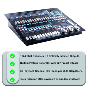 Controlador DMX de 1024 Canales, Consola de Iluminación Profesional DMX512 para DJ, Discoteca, Fiesta, Boda, <span class=keywords><strong>Club</strong></span>, Espectáculo de Luces, <span class=keywords><strong>Club</strong></span> Nocturno, KTV - Product Image 2
