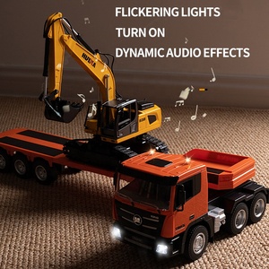 2 trong 1 Bán máy kéo phẳng Trailer xe tải với điều khiển từ xa máy xúc kỹ thuật xe Huina 1319 bán hợp kim Trailer phẳng - Product Image 4