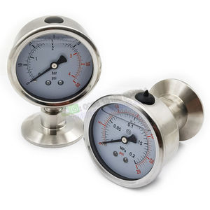 304 manômetro 1.5in. Medidor de pressão de membrana, medidor de pressão de três braçadeiras de aço inoxidável de diafragma ss304 (50.5mm od) - Product Image 3