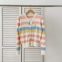 Cardigans en tricot 100 % coton de luxe pour femmes, anti-bouclage, col rond, boutonnés, pour tenues quotidiennes