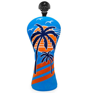 Nouvelle conception de housse de tête de club de golf en cuir PU imperméable avec logo brodé, motif cocotier, pour driver, fairway et hybride - Product Image 3