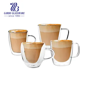 Heat Resistant Double Wall Glass Borosilicate VOFFEE Mug Espresso Cup Glass Coffee Tea Cups Sets