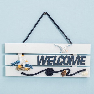 Panneau de bienvenue mural en bois de Style méditerranéen, décoration de plage nautique, artisanat suspendu pour porte de <span class=keywords><strong>jardin</strong></span> - Product Image 2