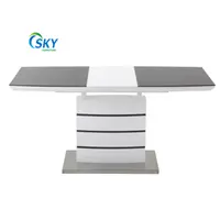 White Extendable Tempered Glass Extension Dining Table