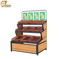 Supermarkt Houten Groente Display Plank Jiachenxin Groentenrek Met Mand En Dienblad Zware Fruit Stalen Opbergdoos