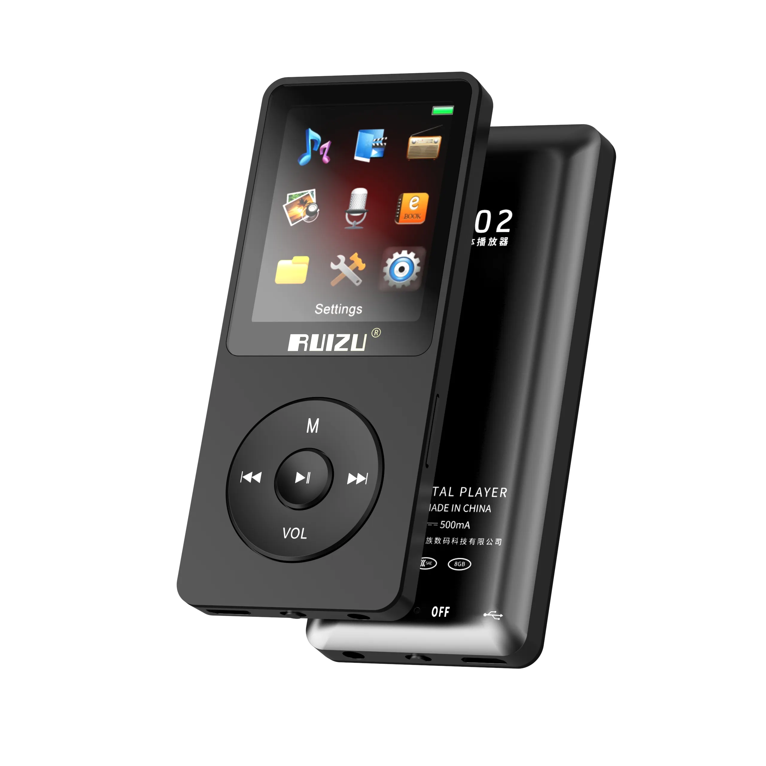 Aanpassen Ruizu X02 Auto Recorder Bluetooth Fm 1.8 Inch Kleine Draagbare Tf Kaart 3.5Mm Jack Oplaadbare Mp3 Muziekspeler