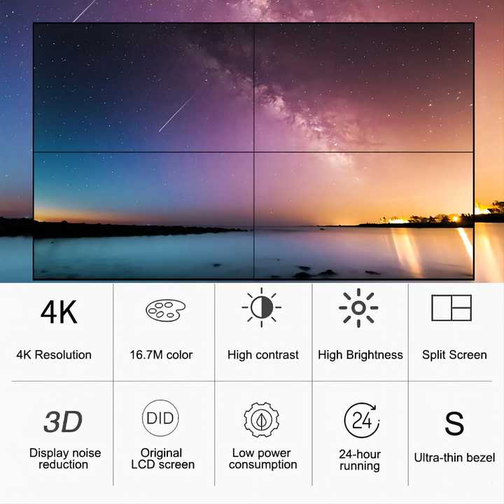 65 Inch 3.5mm Narrow Bezel 4K 500 Nits LCD Video Wall Screen for CCTV ...