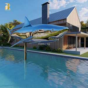 RELONG Maßgefertigte Polierte Moderne Edelstahl-Hai-Skulptur Statue für Außenbereich Park Garten - Product Image 5