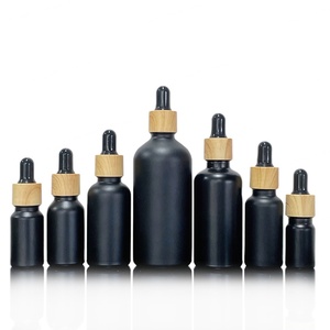 Pot en verre givré noir mat pour cosmétiques avec couvercle en bambou, contenants en verre avec dessus en grain de bois, 5g, 10g, 15g, 20g, 30g, 50g, 100g - Product Image 4