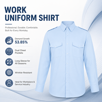 Camisa de Trabajo Personalizada de Manga Larga con Epaulettes, Doble Bolsillo en el Pecho, Corte Regular Relajado, Logotipo Bordado/Estampado, Uniforme para Personal