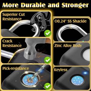 Cadenas à <span class=keywords><strong>Empreinte</strong></span> Digitale Électronique Étanche Intelligent Antivol pour Salle de Sport - Product Image 4