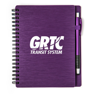 Biểu tượng tùy chỉnh cuộn dây ràng buộc lật máy tính xách tay kết cấu kim loại <span class=keywords><strong>PP</strong></span> Bìa lót giấy xoắn ốc máy tính xách tay với bút cho Quà tặng khuyến mãi - Product Image 3