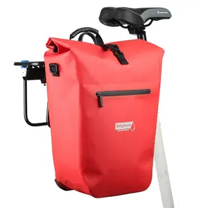 Free Sample Durable Tarpaulin TPU//RPET Waterproof Bicycle Pannier Backpack With Quick Release Bracket With Lock Function