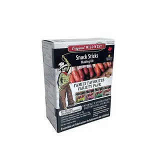 Custom Old Wild West Cowboy Hot Chilli Flavor Stick Dried Sausage Snack Image Printed Glossy Grey Rectangle Freeze Paper Box