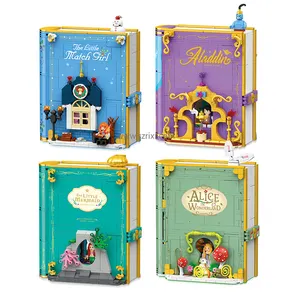 杰星JJ9053-9056创意灯童话书砖组装儿童模型玩具生日礼物积木套装