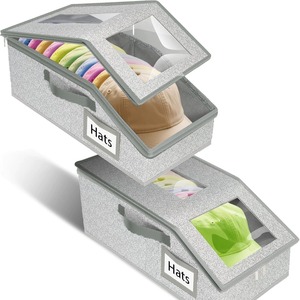 <b>Hat</b> Storage Box Large Capacity Foldable With Lid Dustproof Zipper Organizer For Baseball Caps Clothes <b>Boxes</b> - Product Image 1