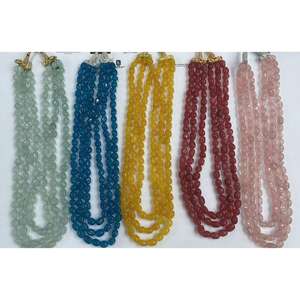 Collar de Piedras Naturales M.Y.GEMS, 3 Capas, Multicolor, Verde, Amarillo, Cuarzo Semiprecioso, Jade, Cuentas Ovaladas Lisas, Multihilo - Product Image 1