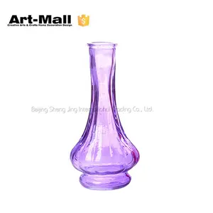 Vase en verre coloré à col long et violet, vase de décoration pour la maison, vente en gros