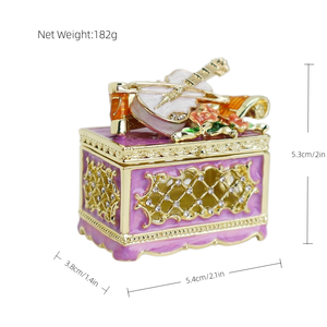 SHINNYGIFTS Caja del Tesoro esmaltada Caja de almacenamiento de cofre de violín para niños Adultos Mini cajas de joyería Favores de fiesta temática de boda <span class=keywords><strong>Deco</strong></span> - Product Image 6