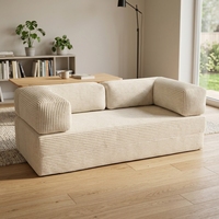 Sofá Cama Modular Compresible de 2 Plazas, Forma Cuadrada, Tapizado en Tela, Relleno de Espuma, Diseño Moderno para Sala de Estar, Centro Comercial, Hotel