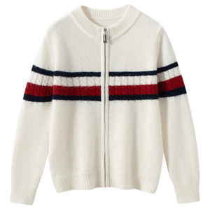 Maglione Cardigan in Cashmere Casual lavorato a <span class=keywords><strong>maglia</strong></span> a righe grigio lavorato a <span class=keywords><strong>maglia</strong></span> con chiusura a blocchi di colore - Product Image 3