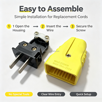 Steker Pengganti 2 Pin Datar untuk Perbaikan DIY dan Penggunaan Rumah Tangga, Steker Jantan Pengganti 2 Pin yang Dapat Dikabelkan Ulang