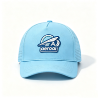 Casquette de baseball unisexe légère et respirante avec logo brodé 3D perforé au laser bleu clair personnalisé à séchage rapide