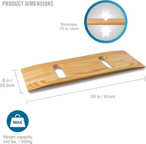 Tabla de transferencia de madera para pacientes, tabla de transferencia para silla de ruedas, superficie lisa, tabla de transferencia de madera para asistencia a personas mayores - Product Image 4
