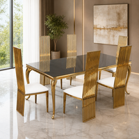 Ensemble de chaises et de table modernes en acier inoxydable couleur or pour mariage, villa, appartement, salon extérieur