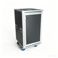 Flight case en aluminium 20U avec porte coulissante, antichoc et dissimulé, pour amplificateur, console audio, station de travail et rangement, boîte de transport