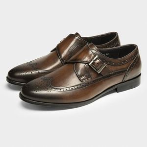 A.N.M.bullock Designer 2025 Men's All-Season Genuine Leather <b>Pointed</b> Lace-up Patchwork Dress Shoes High-End <b>Light</b> Luxury - Product Image 6