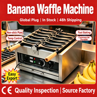 Pembuat Waffle Pisang Komersial, Mesin Camilan Waffle Telur dan Pancake Pisang dengan Pemanas Dua Sisi