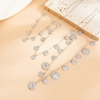 Ensemble de colliers superposables vintage à breloques disques martelés multicouches pour femme, style bohème, collier statement pour soirée, accessoires bijoux