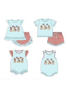 Pantalones cortos casuales personalizados con estampado de bandera de EE. UU. del 4 de julio para niñas, pelele burbuja para bebé, ropa infantil al por mayor a juego para hermanos - Product Image 1