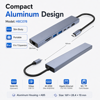 8 in 1 USB C Hub Gigabit Ethernet RJ45 4K HDMI 100W PD SD TF 3.0 Card Reader Type C Multiport Docking Station untuk MacBook