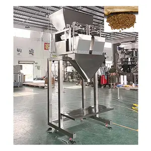 Máquina de pesagem de pelotas de madeira 5Kg 15Kg, balança linear automática de 2 cabeças, enchimento de sacos