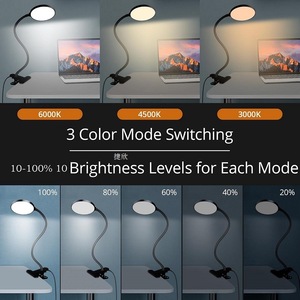 Vòng LED clip trên bàn đèn USB có thể sạc lại linh hoạt cổ ngỗng đọc sách ánh sáng chăm sóc mắt nghiên cứu đèn - Product Image 4