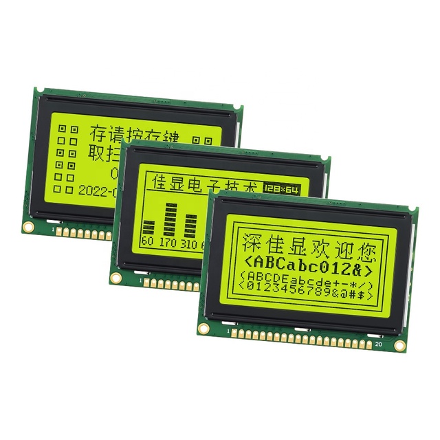 Excellent Quality 12864-06C COB Graphic LCD STN Yellow Positive Backlight Display Lcd 128x64 Lcd Display Module 5V AIP31107drive