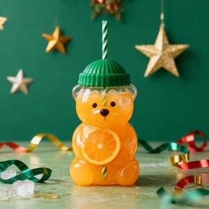 Jarra Mason con Asa, Vaso para Beber Bebidas, Jarras Mason Reutilizables <span class=keywords><strong>de</strong></span> 500 ml, Vaso para Beber Leche, Jugo, Oso, para el Verano - Product Image 1